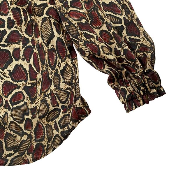 ZARA WMN'S Animal Print Shirt‎ Flowy V-neck Top Blouse S NWOT - Picture 13 of 16